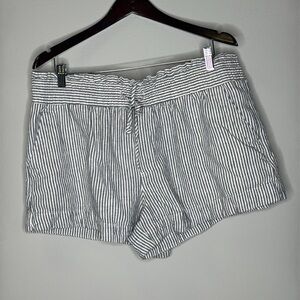 A New Day Blue & White Striped Linen Shorts Women's Size XXL